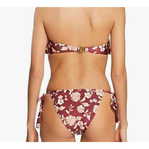 Copied - Mink Pink 2 PC Burgundy Floral Bikini Top & Bottom Set Medium NWT - Picture 3 of 4